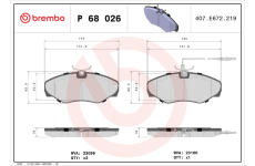 Sada brzdových destiček, kotoučová brzda BREMBO P 68 026