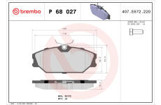 Sada brzdových destiček, kotoučová brzda BREMBO P 68 027