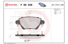 Sada brzdových destiček, kotoučová brzda BREMBO P 68 028