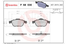 Sada brzdových destiček, kotoučová brzda BREMBO P 68 030