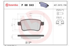 Sada brzdových platničiek kotúčovej brzdy BREMBO P 68 043