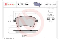 Sada brzdových destiček, kotoučová brzda BREMBO P 68 044