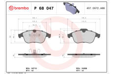 Sada brzdových destiček, kotoučová brzda BREMBO P 68 047