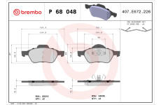 Sada brzdových destiček, kotoučová brzda BREMBO P 68 048X