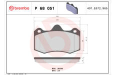 Sada brzdových destiček, kotoučová brzda BREMBO P 68 051