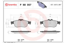 Sada brzdových destiček, kotoučová brzda BREMBO P 68 057