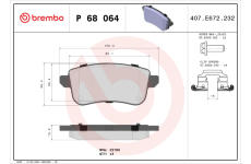 Sada brzdových destiček, kotoučová brzda BREMBO P 68 064