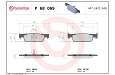 Sada brzdových destiček, kotoučová brzda BREMBO P 68 069