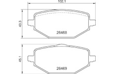 Sada brzdových destiček, kotoučová brzda BREMBO P 68 076