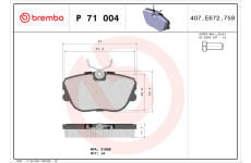 Sada brzdových destiček, kotoučová brzda BREMBO P 71 004