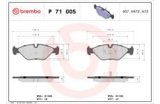 Sada brzdových platničiek kotúčovej brzdy BREMBO P 71 005