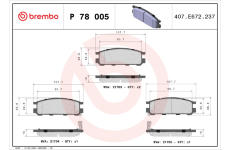 Sada brzdových destiček, kotoučová brzda BREMBO P 78 005