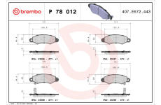 Sada brzdových destiček, kotoučová brzda BREMBO P 78 012