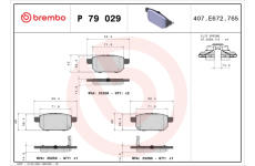 Sada brzdových destiček, kotoučová brzda BREMBO P 79 029