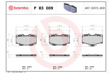 Sada brzdových destiček, kotoučová brzda BREMBO P 83 009