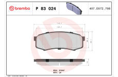 Sada brzdových destiček, kotoučová brzda BREMBO P 83 024