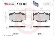 Sada brzdových destiček, kotoučová brzda BREMBO P 83 025