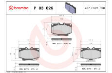 Sada brzdových destiček, kotoučová brzda BREMBO P 83 026