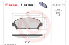 Sada brzdových destiček, kotoučová brzda BREMBO P 83 028