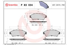 Sada brzdových platničiek kotúčovej brzdy BREMBO P 83 034