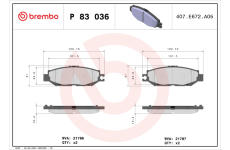 Sada brzdových destiček, kotoučová brzda BREMBO P 83 036