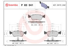 Sada brzdových destiček, kotoučová brzda BREMBO P 83 041