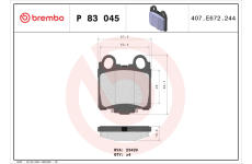 Sada brzdových platničiek kotúčovej brzdy BREMBO P 83 045