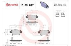 Sada brzdových destiček, kotoučová brzda BREMBO P 83 047