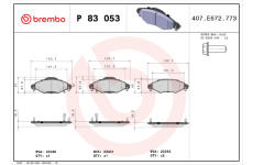 Sada brzdových destiček, kotoučová brzda BREMBO P 83 053