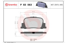 Sada brzdových destiček, kotoučová brzda BREMBO P 83 063