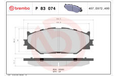 Sada brzdových destiček, kotoučová brzda BREMBO P 83 074