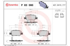 Sada brzdových destiček, kotoučová brzda BREMBO P 83 080