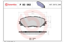 Sada brzdových destiček, kotoučová brzda BREMBO P 83 082