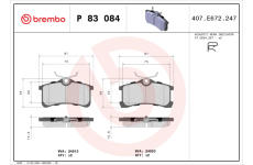 Sada brzdových destiček, kotoučová brzda BREMBO P 83 084