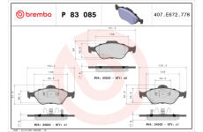 Sada brzdových destiček, kotoučová brzda BREMBO P 83 085