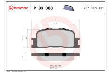 Sada brzdových destiček, kotoučová brzda BREMBO P 83 088