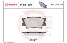 Sada brzdových destiček, kotoučová brzda BREMBO P 83 089