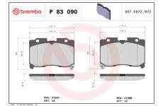 Sada brzdových destiček, kotoučová brzda BREMBO P 83 090