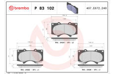 Sada brzdových destiček, kotoučová brzda BREMBO P 83 102X