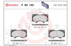 Sada brzdových destiček, kotoučová brzda BREMBO P 83 102