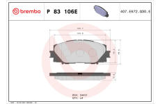 Sada brzdových platničiek kotúčovej brzdy BREMBO P 83 106E