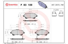 Sada brzdových destiček, kotoučová brzda BREMBO P 83 109