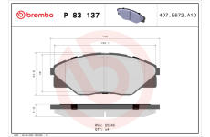 Sada brzdových destiček, kotoučová brzda BREMBO P 83 137