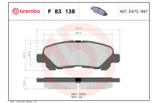 Sada brzdových destiček, kotoučová brzda BREMBO P 83 138