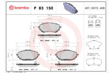 Sada brzdových destiček, kotoučová brzda BREMBO P 83 150