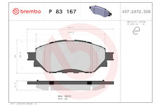 Sada brzdových destiček, kotoučová brzda BREMBO P 83 167