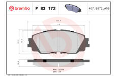 Sada brzdových destiček, kotoučová brzda BREMBO P 83 172