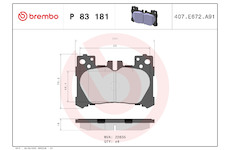 Sada brzdových destiček, kotoučová brzda BREMBO P 83 181