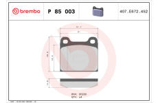 Sada brzdových destiček, kotoučová brzda BREMBO P 85 003