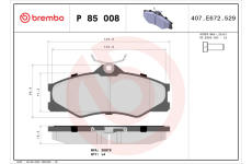 Sada brzdových destiček, kotoučová brzda BREMBO P 85 008